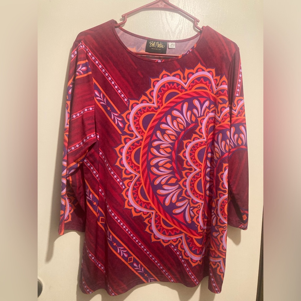Bob Mackie Vibrant Red and Purple Women's Top